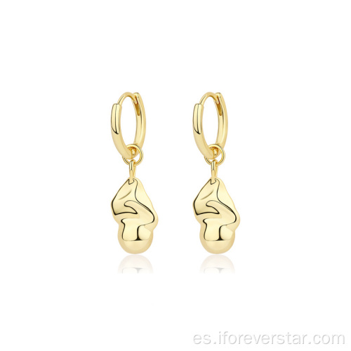 Minimalista 925 Pendiente grueso de plata 18k chapado en oro